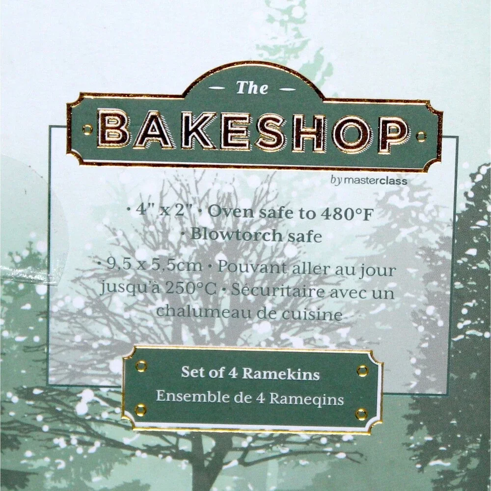 Set of 4 Ramekins The Bakeshop MasterClass winter Christmas tree snowflake bake